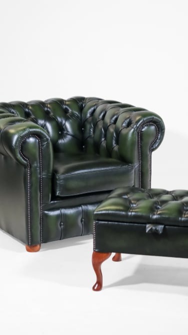 Chesterfield sessel mit fußhocker